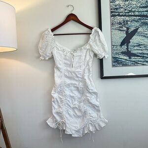 White lace dress with tie details